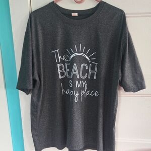The Beach Is My Happy Place 2xl T Shirt Gray White Polyester Summer Vibes